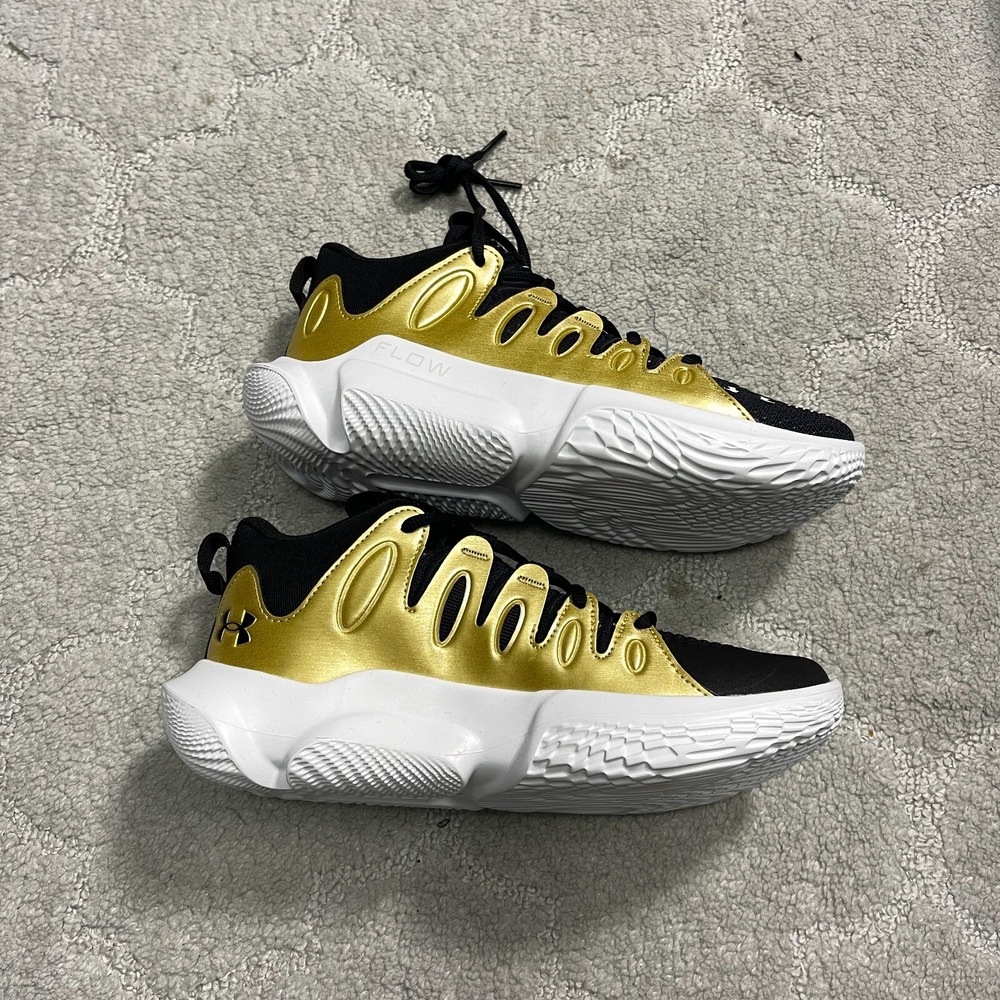 Under Armour Flow Breakthru 4 Basketball Shoes Gold‎ Black Athletic Sneakers